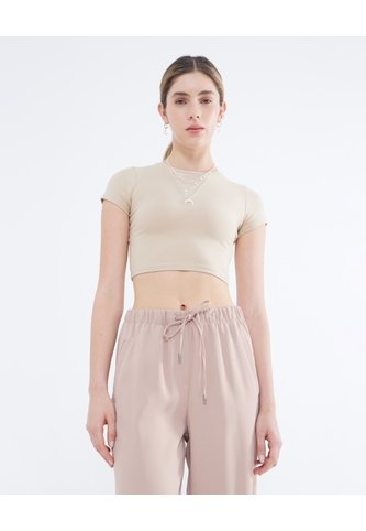 Crop Top Básico  Para Mujer Camel Seven Seven Seven Seven