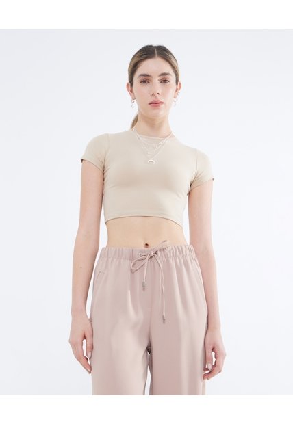 Crop Top Básico  Para Mujer Camel Seven Seven
