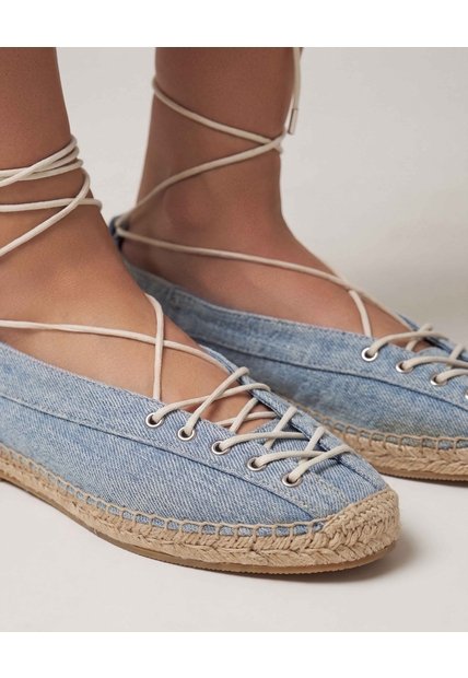 Baletas Textiles Con Cordones  Para Mujer Azul Seven Seven