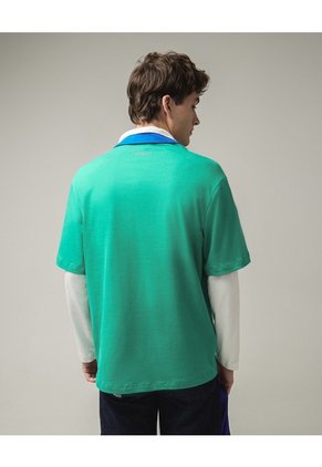 Polo Doble Capa Cuello Contraste Para Hombre Verde Seven Seven