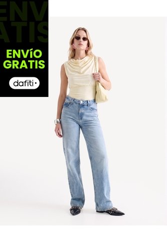 Camiseta Ojal Frontal  Para Mujer Crema Seven Seven Seven Seven