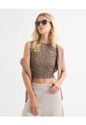 Camiseta Para Mujer Manga Sisa Cuello Redondo Color Camel Marca Seven Seven #28096185