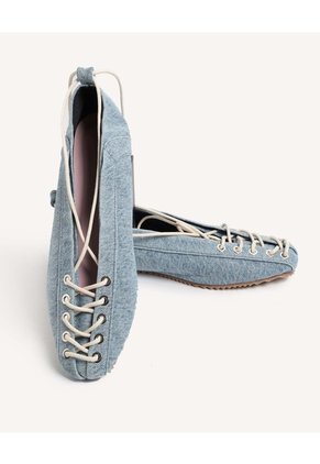 Baletas Textiles Con Cordones  Para Mujer Azul Seven Seven