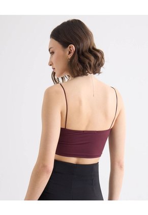 Crop Top Con Tiras Delgadas  Para Mujer Vino Seven Seven