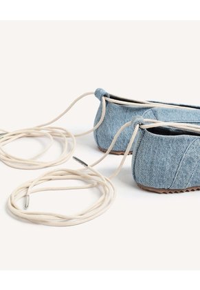 Baletas Textiles Con Cordones  Para Mujer Azul Seven Seven