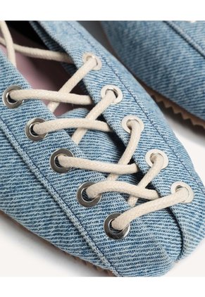Baletas Textiles Con Cordones  Para Mujer Azul Seven Seven