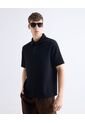 Polo Relaxed Tejida  Para Hombre Negro Seven Seven de Seven Seven