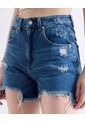 Short Denim Desgastado  Para Mujer Azul Seven Seven de Seven Seven