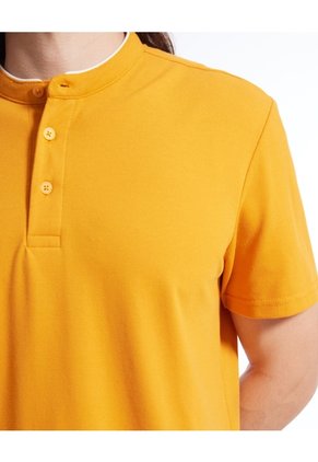 Polo Cuello Mao Para Hombre Amarillo Seven Seven
