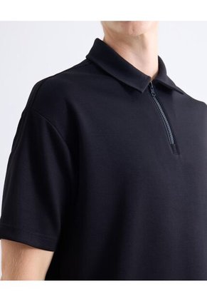 Polo Relaxed Tejida  Para Hombre Negro Seven Seven