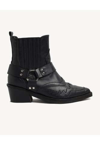 Botines Western Con Hebilla  Para Mujer Negro Seven Seven Seven Seven