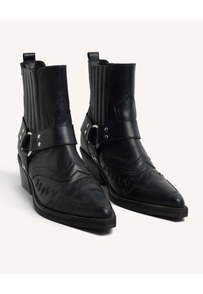 Botines Western Con Hebilla  Para Mujer Negro Seven Seven