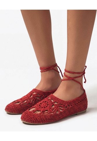 Baletas Crochet Con Amarre  Para Mujer Rojo Seven Seven Seven Seven