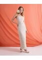 Vestido Largo Con Encaje  Para Mujer Beige Seven Seven de Seven Seven