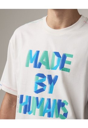 Camiseta Gráfica Con Capas Para Hombre Crema Seven Seven