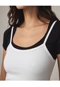 Camiseta Ajustada Cuello Amplio  Para Mujer Negro Seven Seven de Seven Seven