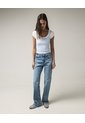 Jean Flare Tiro Medio Rígido  Para Mujer Azul Seven Seven de Seven Seven