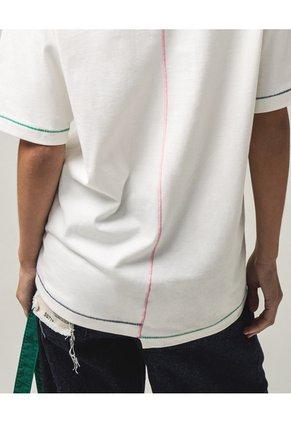 Camiseta Gráfica Con Capas Para Hombre Crema Seven Seven