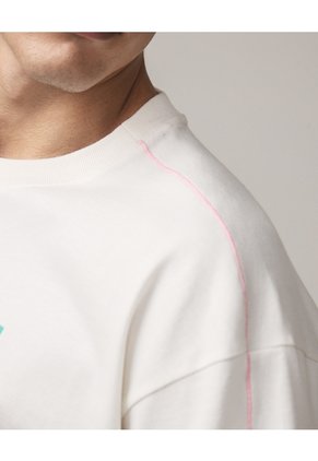 Camiseta Gráfica Con Capas Para Hombre Crema Seven Seven