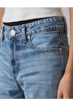 Jean Flare Tiro Medio Rígido  Para Mujer Azul Seven Seven