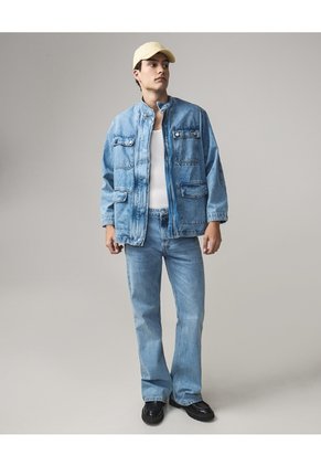 Jean Flare Tiro Medio Rígido  Para Mujer Azul Seven Seven