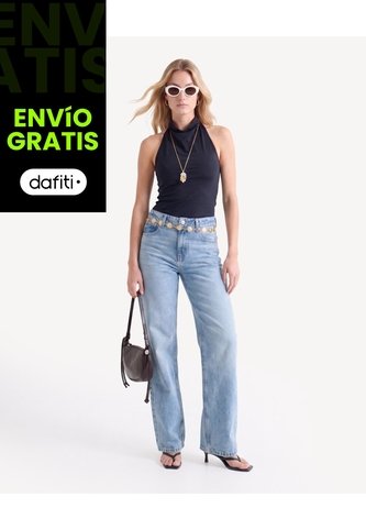 Camiseta Halter Con Escote  Para Mujer Negro Seven Seven Seven Seven