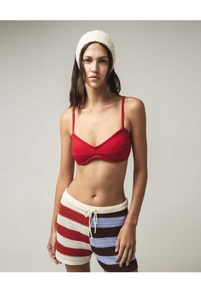 Top Escote En V Tiras Ajustables Para Mujer Rojo Seven Seven