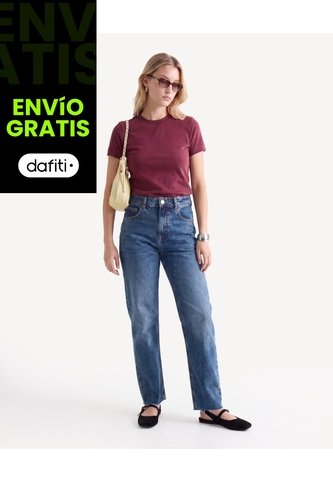 Camiseta Básica Tejido  Para Mujer Vino Seven Seven Seven Seven
