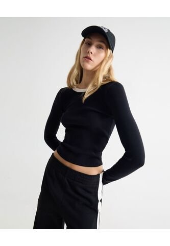 Camiseta Para Mujer Manga Larga Cuello Redondo Color Negro Marca Seven Seven #28096262 Seven Seven