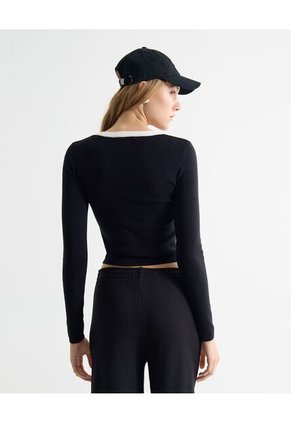 Camiseta Para Mujer Manga Larga Cuello Redondo Color Negro Marca Seven Seven #28096262