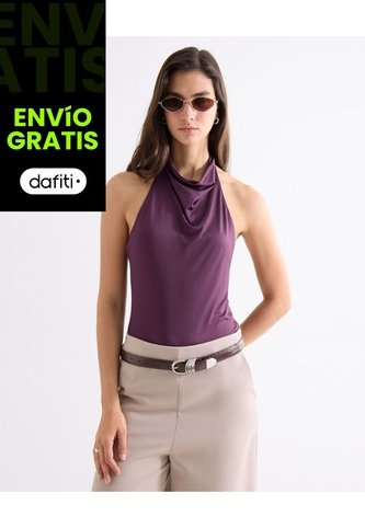 Body Cuello Alto Con Caída Suave  Para Mujer Vino Seven Seven Seven Seven