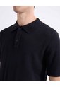 Polo Tejido De Ajuste Cómodo  Para Hombre Negro Seven Seven de Seven Seven