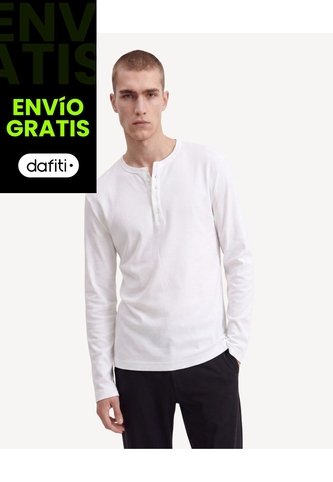 Camiseta Henley Tricot  Para Hombre Marfil Seven Seven Seven Seven