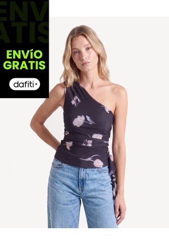 Blusa Mesh Con Escote  Para Mujer Negro Seven Seven Seven Seven
