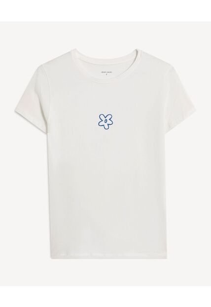 Camiseta Para Mujer Manga Corta Cuello Redondo Color Crudo Marca Seven Seven #28096547