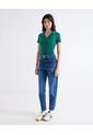 Camiseta Polo En Rib Con Contraste  Para Mujer Verde Seven Seven de Seven Seven