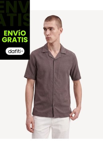 Camisa Resort Tacto Suave  Para Hombre Café Seven Seven Seven Seven