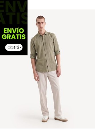 Camisa Rústica Algodón  Para Hombre Verde Seven Seven Seven Seven