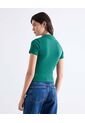 Camiseta Polo En Rib Con Contraste  Para Mujer Verde Seven Seven de Seven Seven