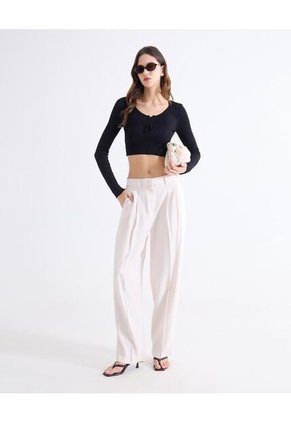 Pantalón Wide Leg Sastrero  Para Mujer Beige Seven Seven