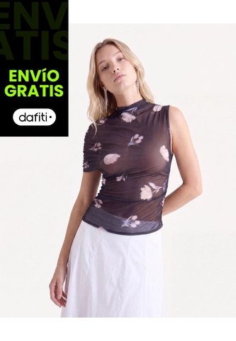 Blusa Ajustada Con Recogidos  Para Mujer Negro Seven Seven Seven Seven