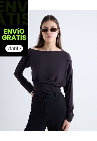 Blusa Escote Ojal Ajustable  Para Mujer Negro Seven Seven Seven Seven