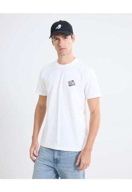 Camiseta Gráfico Frontal  Para Hombre Blanco Seven Seven