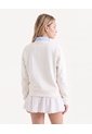 Buzo Hoodie Con Bordado Frontal  Para Mujer Crema Seven Seven de Seven Seven