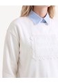 Buzo Hoodie Con Bordado Frontal  Para Mujer Crema Seven Seven de Seven Seven