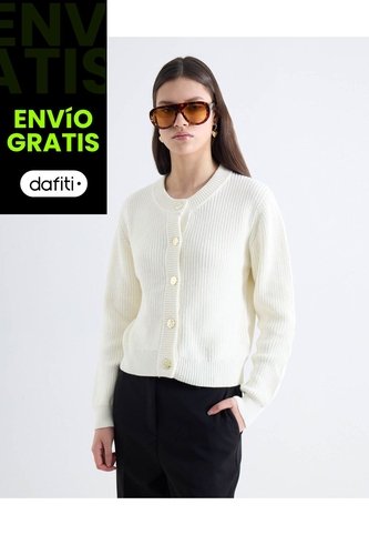 Saco Chunky Cuello Redondo  Para Mujer Crudo Seven Seven Seven Seven