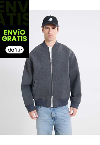 Chaqueta Bomber De Diseño Urbano  Para Hombre Gris Seven Seven Seven Seven