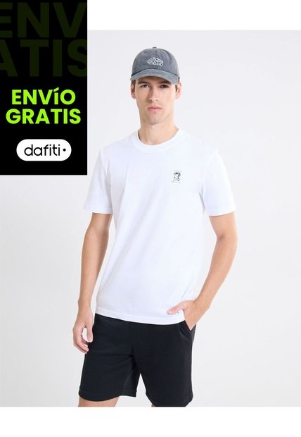 Camiseta Gráfico Discreto  Para Hombre Blanco Seven Seven
