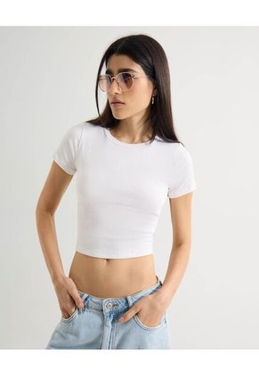 Camiseta Para Mujer Manga Corta Cuello Redondo Color Crudo Marca Seven Seven #28096304