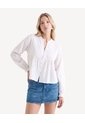 Blusa Bordada De Cuello Neru  Para Mujer Blanco Seven Seven de Seven Seven